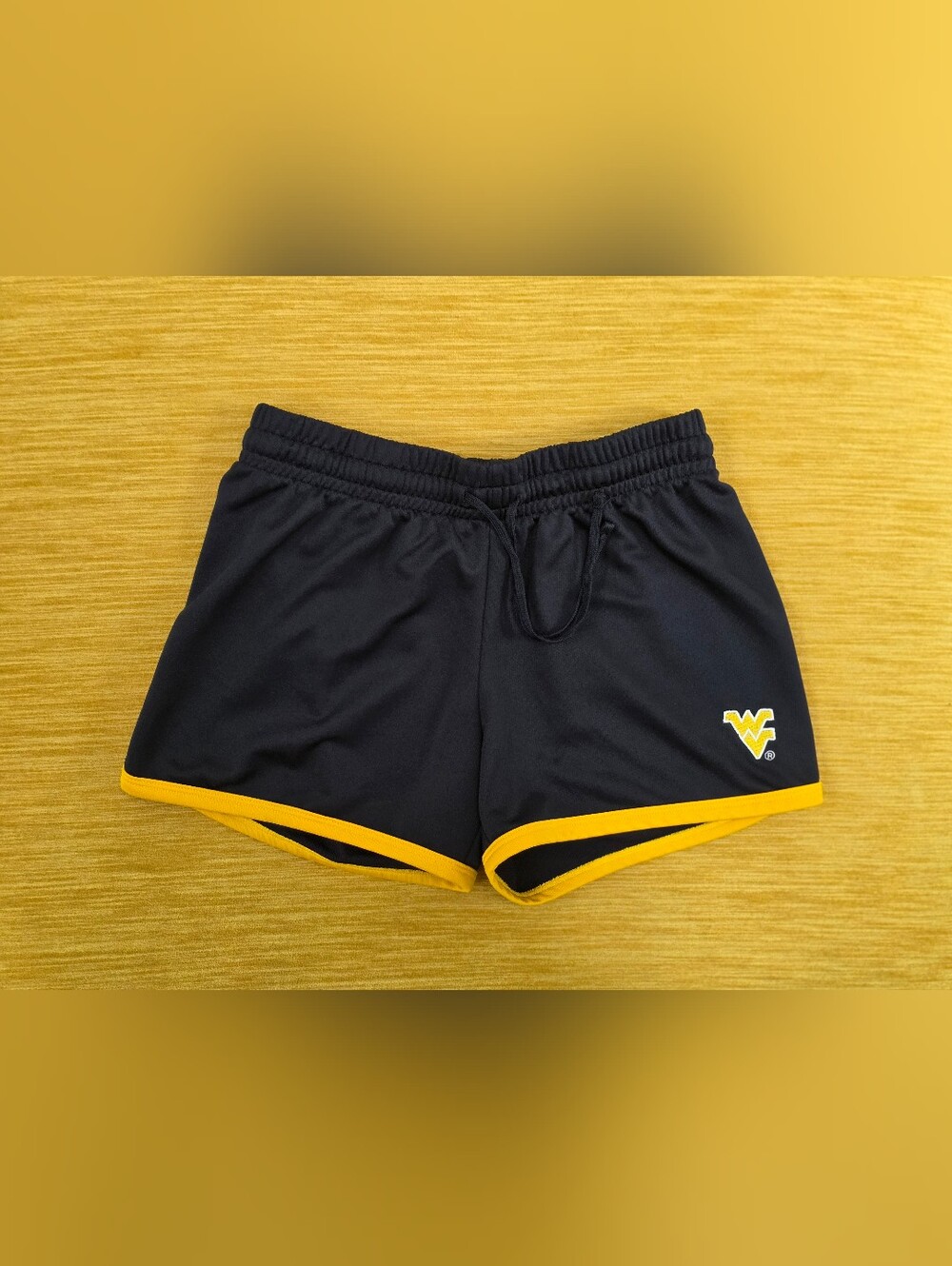 WVU Colosseum Women's Small Athletic Shorts Navy Blue Yellow Small Like New
